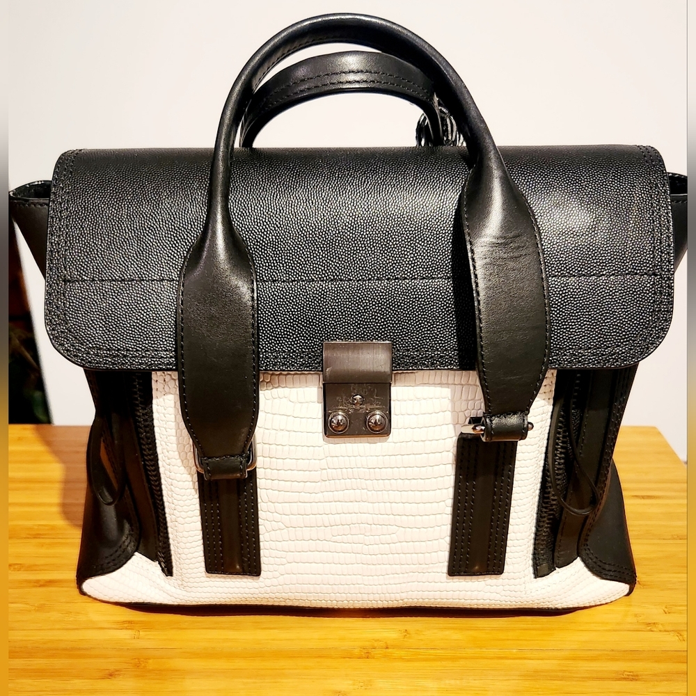 3.1 Philip Lim Pashli MEDIUM SIZE black and white satchel handbag